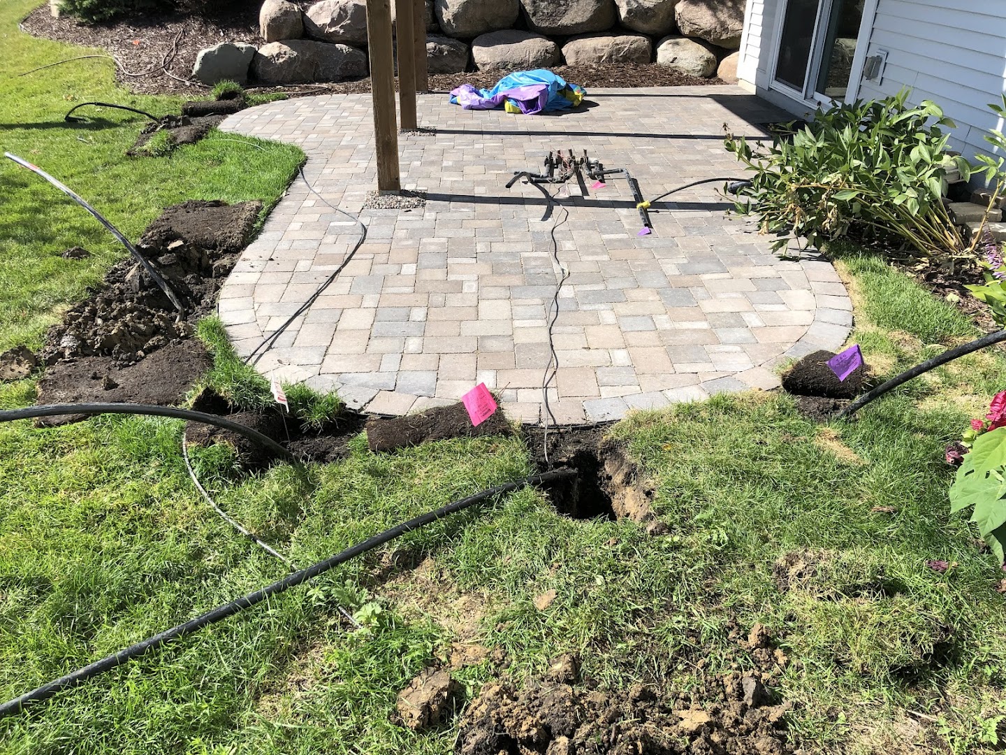 Paver walkway with irrigation, north metro MN